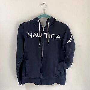 Nautica Women’s Zip Up Hoodie Sweater Navy Blue Size Medium